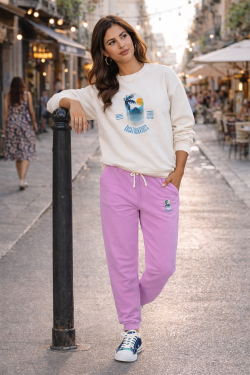 Coastal Capsule Crewneck Sweatshirt — Ocean Wave Palm Graphic