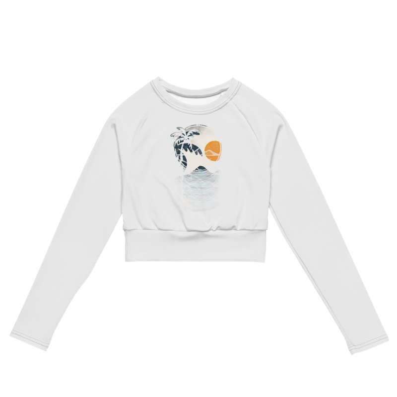 Long Sleeve Crop Top-White
