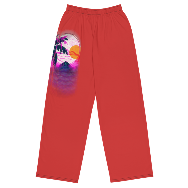 Unisex Wide Leg Pants-Red