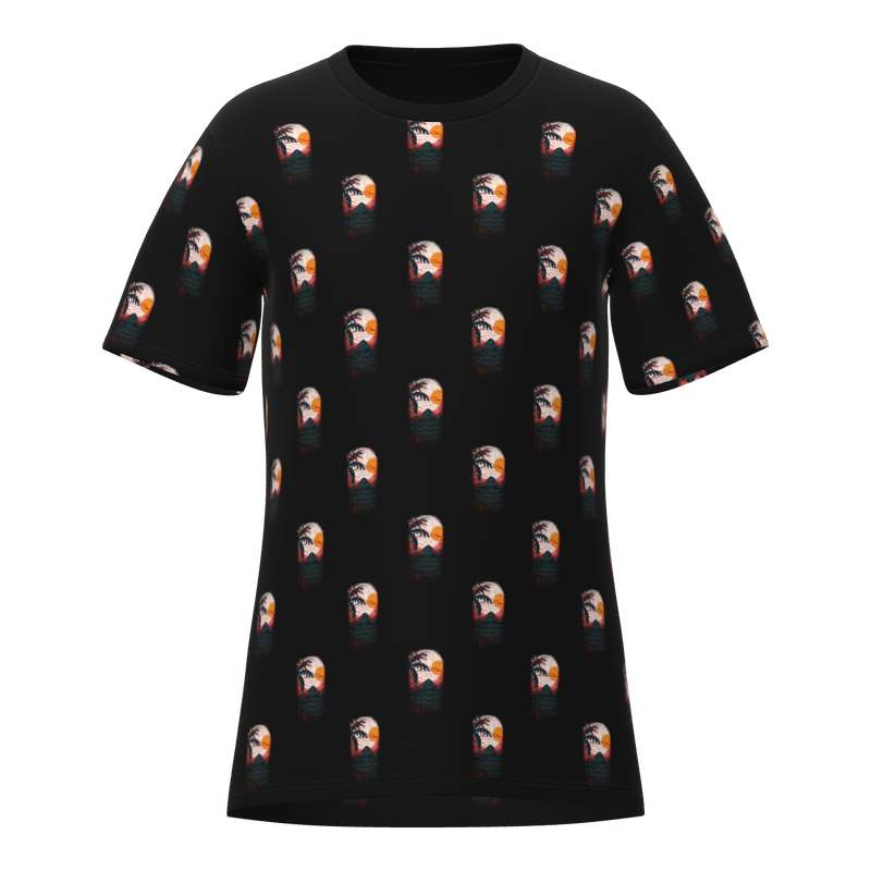 All Over Print Cotton T-Shirt-Black