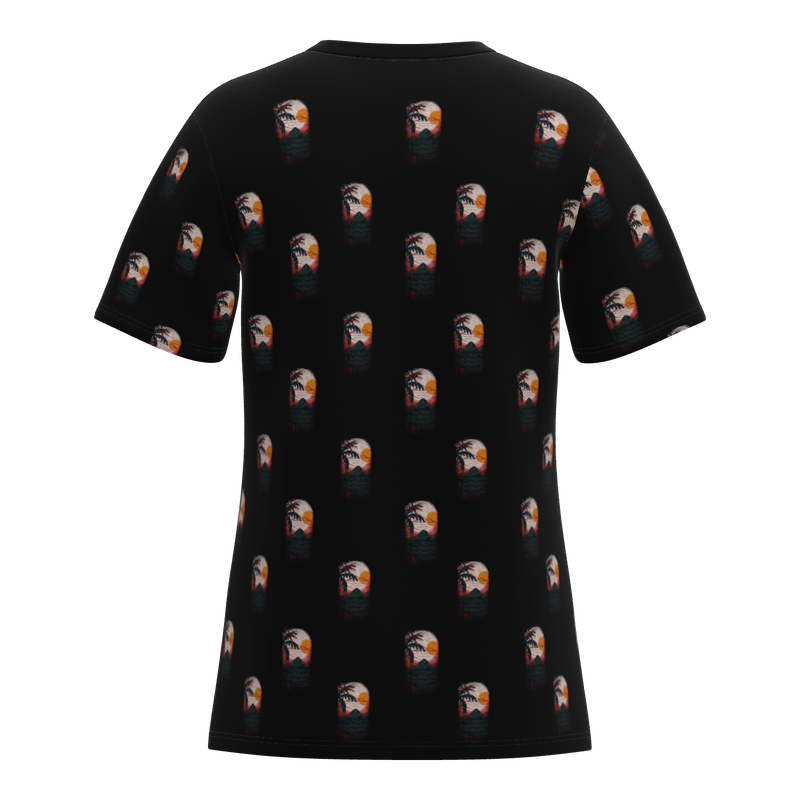 All Over Print Cotton T-Shirt-Black