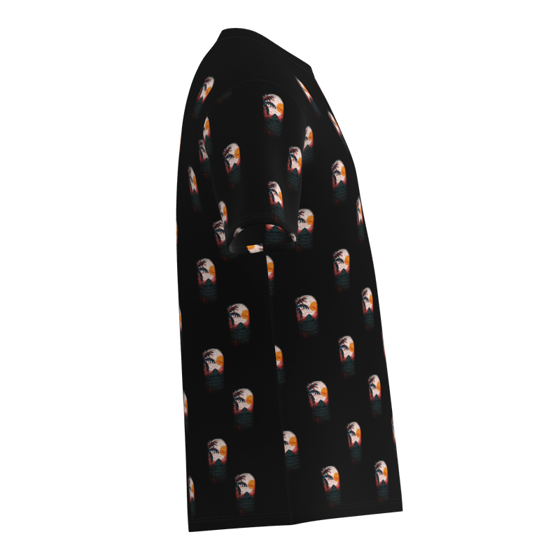 All Over Print Cotton T-Shirt-Black