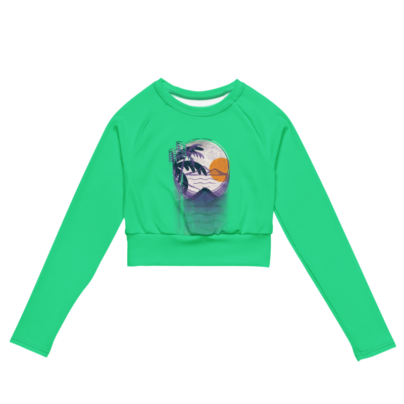 Long Sleeve Crop Top-Brillant Green