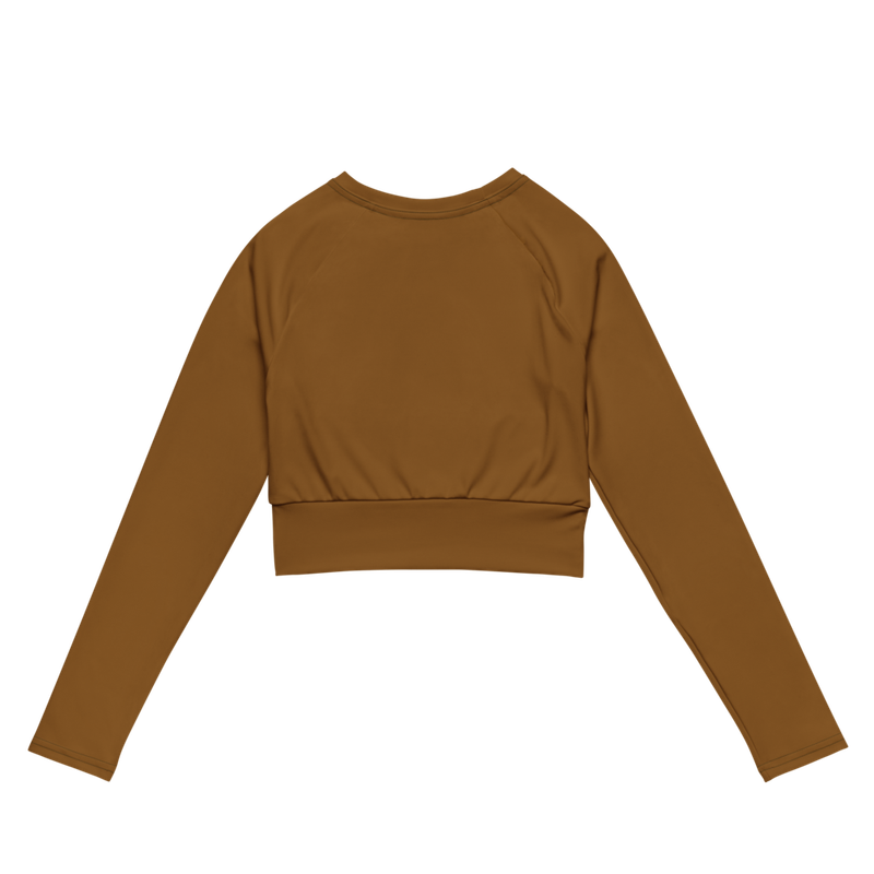Long Sleeve Crop Top-Brown