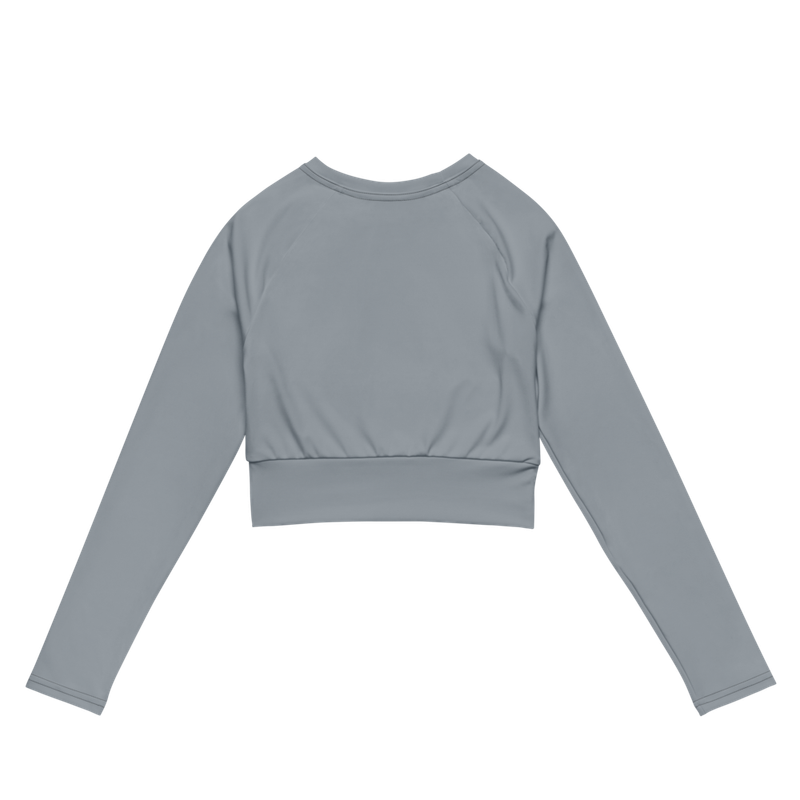 Long Sleeve Crop Top-Gray