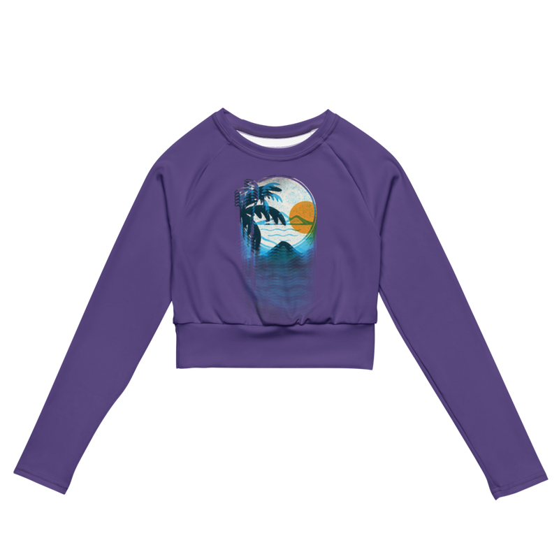 Long Sleeve Crop Top-Purple