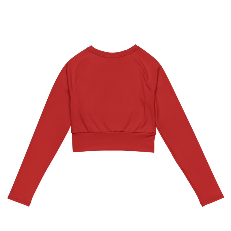 Long Sleeve Crop Top-Red