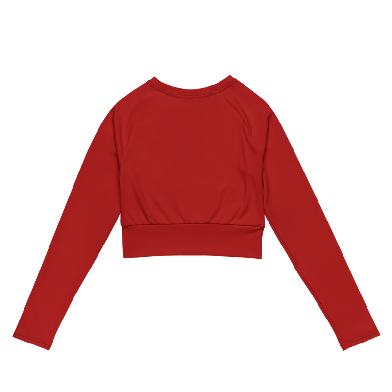 Long Sleeve Crop Top-Red