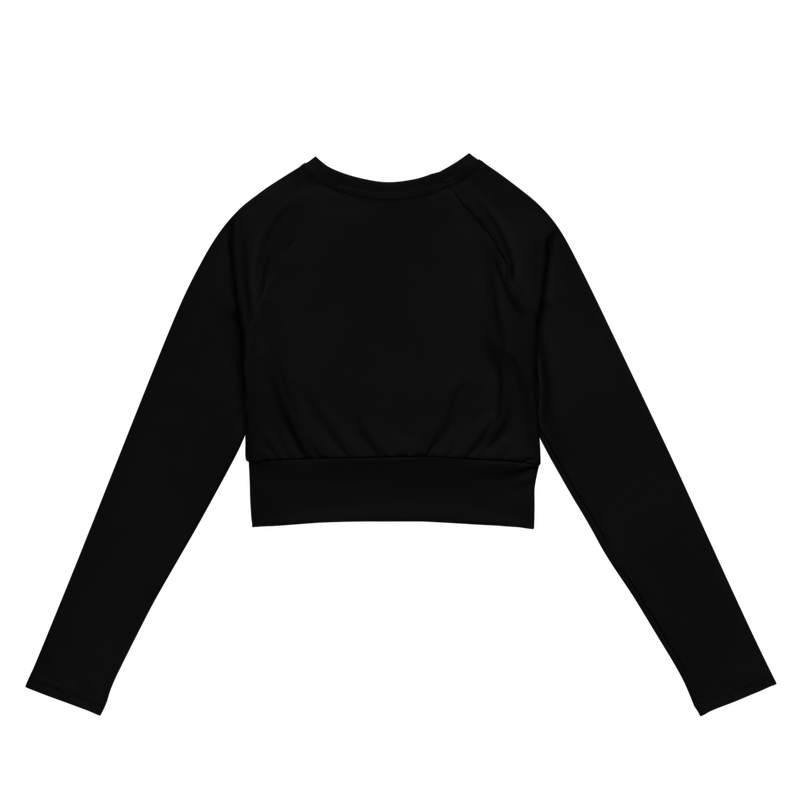 Long Sleeve Crop Top-Black