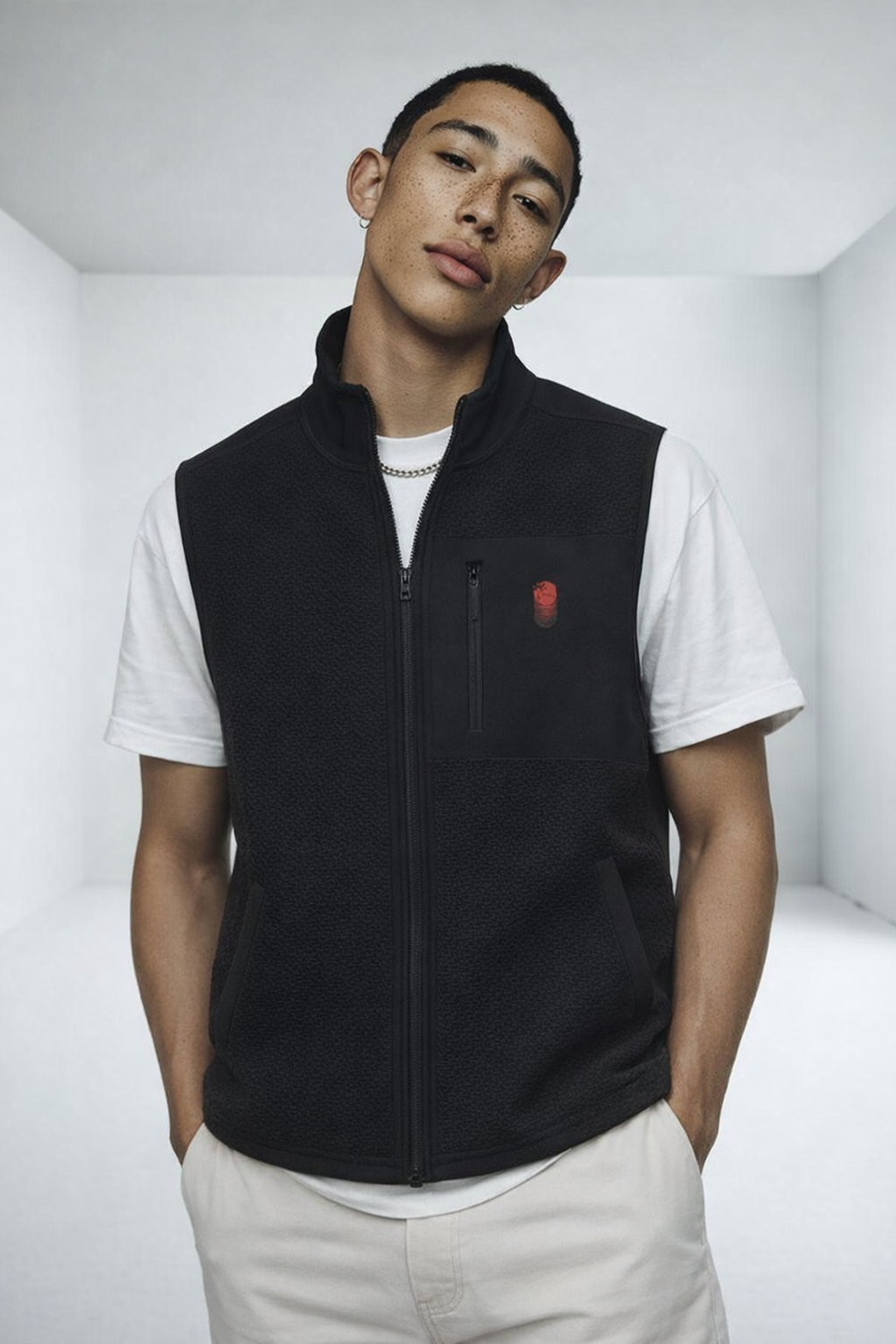 Sleeveless Sherpa Jacket-Black