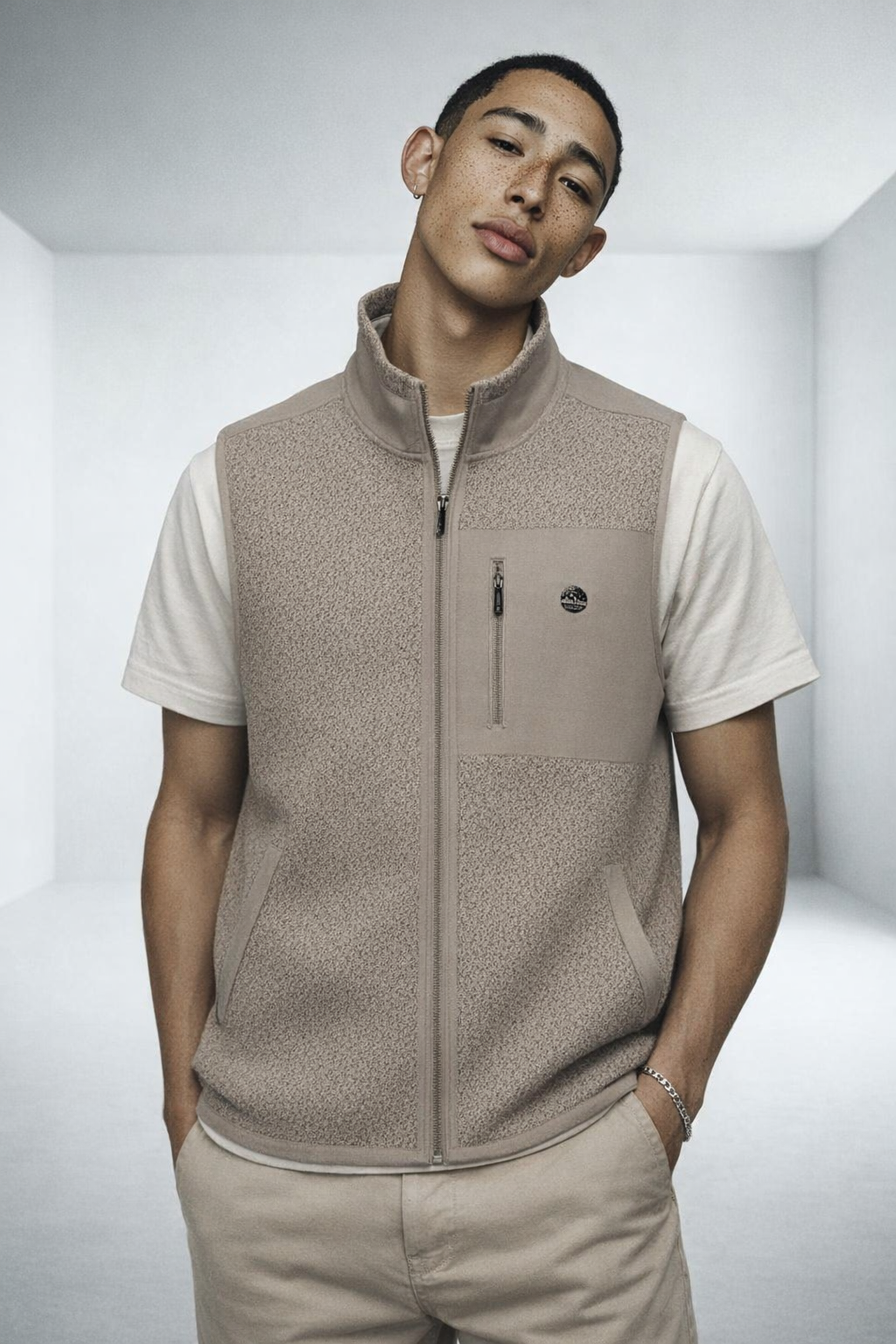Sleeveless Sherpa Jacket-Desert Dust