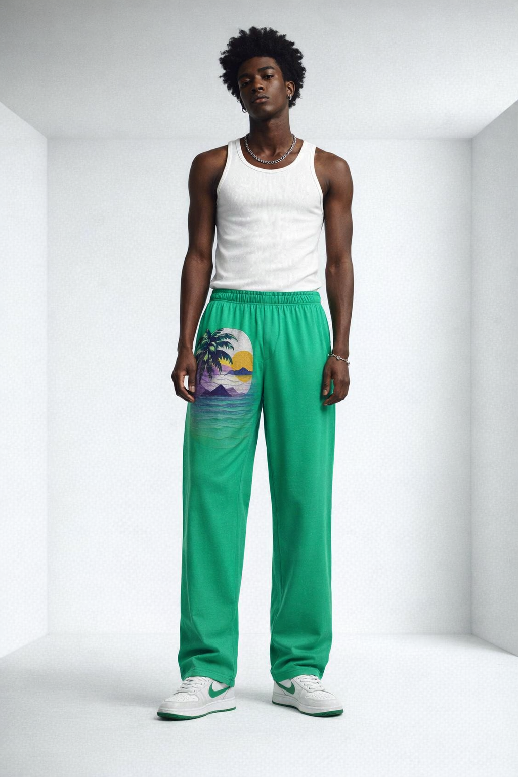 Unisex Wide Leg Pants-Brillant Green