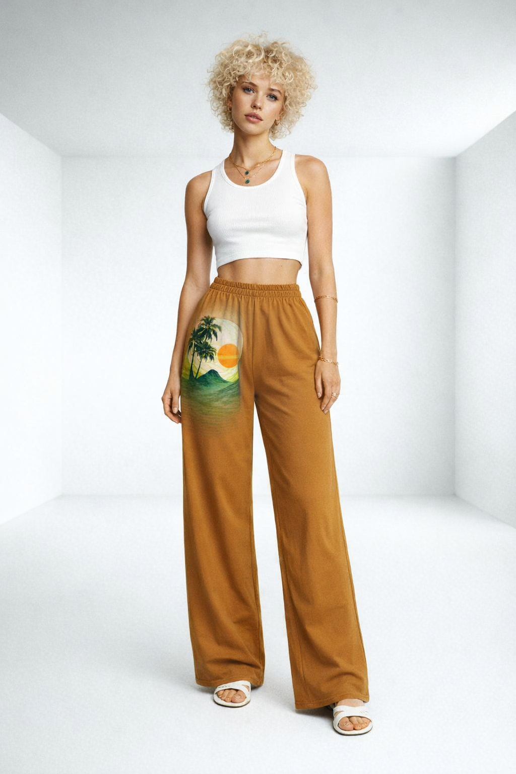 Unisex Wide Leg Pants- Brown