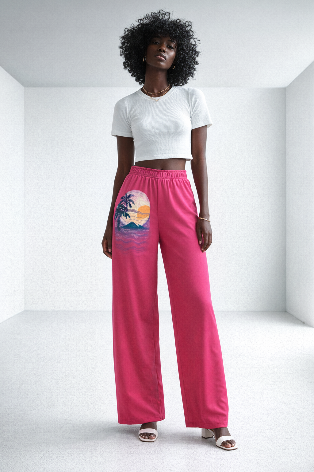 Unisex Wide Leg Pants-Pink