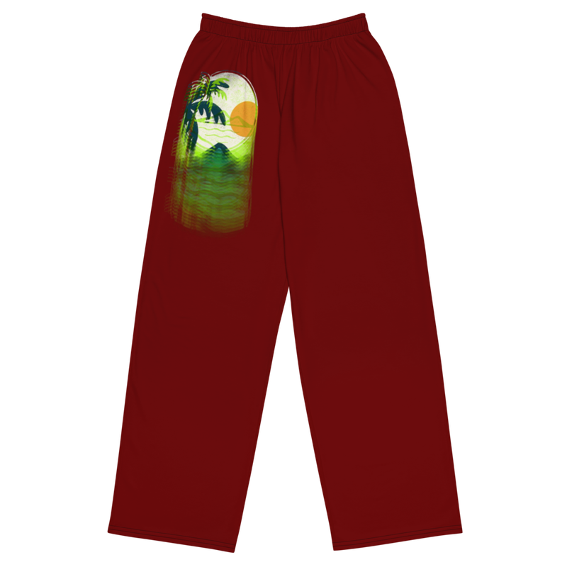 Unisex Wide Leg Pants-Maroon