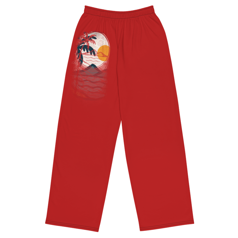 Unisex Wide Leg Pants-Dark Red